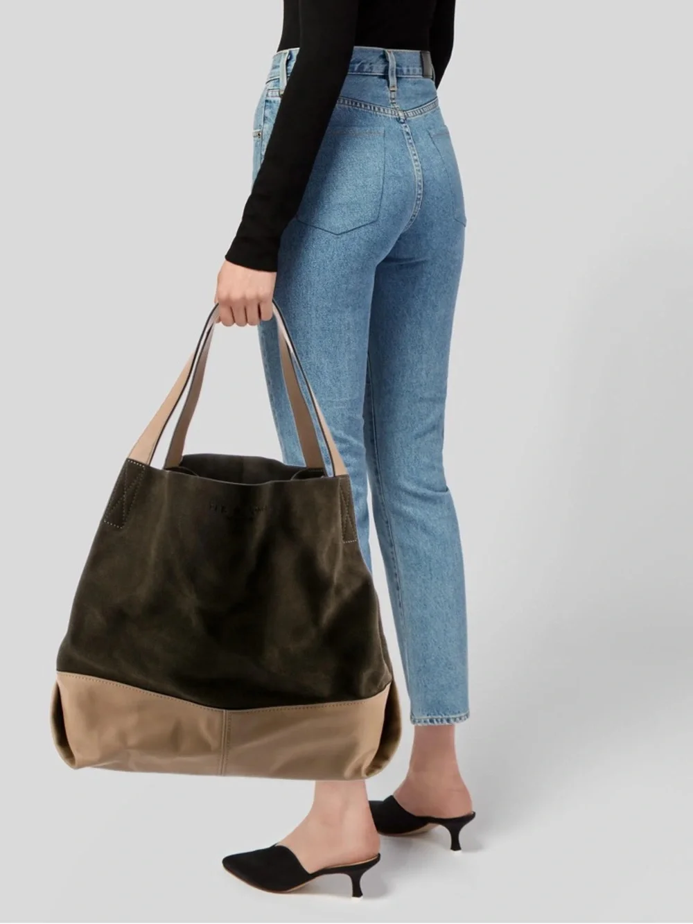 Rag & Bone Passenger Oversized Olive Green‎ and Taupe Suede Large Shoulder Bag